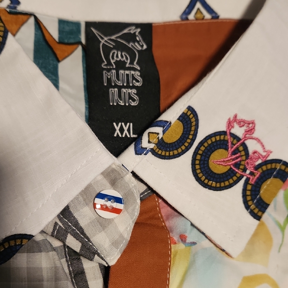 Colorful Patchwork Button-Up Shirt - Picture 2 of 7